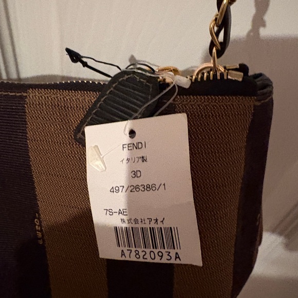 Fendi Brown and Black Striped pouch - with insert, chain and bag prot - Picture 4 of 11